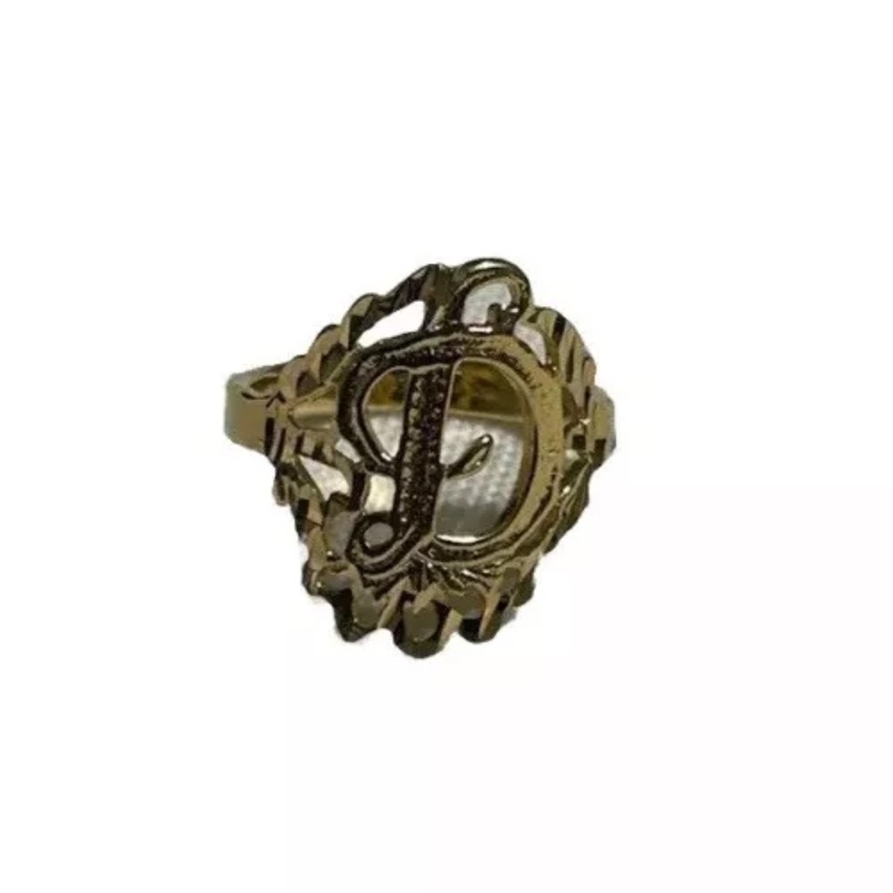 22K Yellow Gold layered Ring Later “D”Women’s Size 7 Vintage New 2.6 g